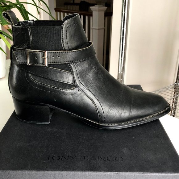 Tony Bianco Black Leather Rigby Ankle Boots Size 9.5 - Picture 7 of 10